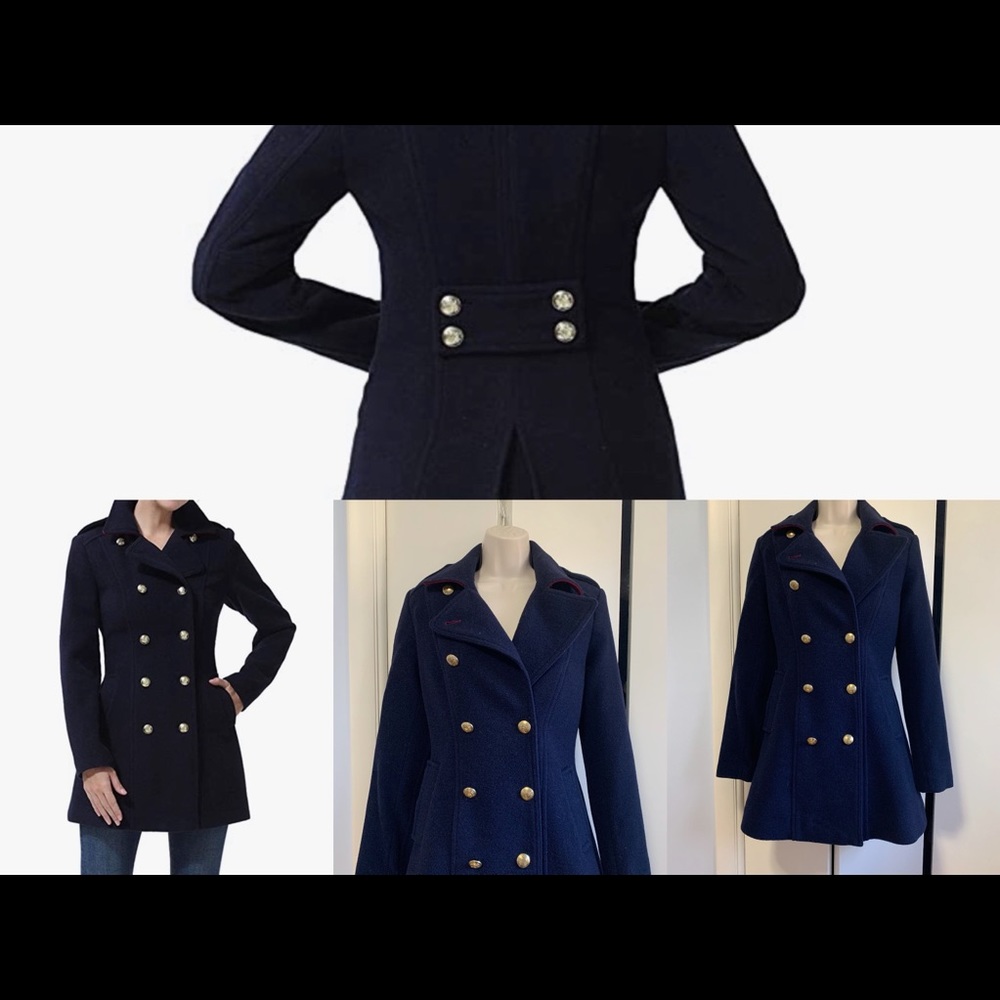 Wool Blend Fitted Military Coat